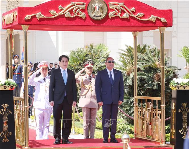 Lễ đón Chủ tịch nước Lương Cường thăm cấp Nhà nước Cộng hòa Arab Ai Cập- Ảnh 3. Lễ đón Chủ tịch nước Lương Cường thăm cấp Nhà nước Cộng hòa Arab Ai Cập- Ảnh 3.