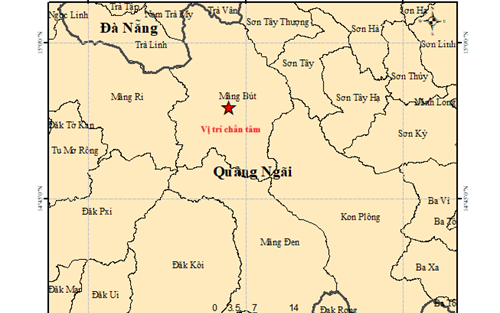 Động đất 3.3 độ ở Quảng Ngãi vào sáng nay