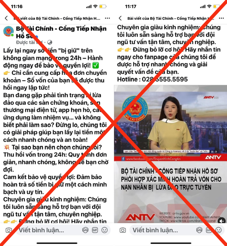 Facebook ‘Bộ Tài Chính – Cổng Tiếp nhận hồ sơ’ có tích xanh là giả mạo- Ảnh 1.