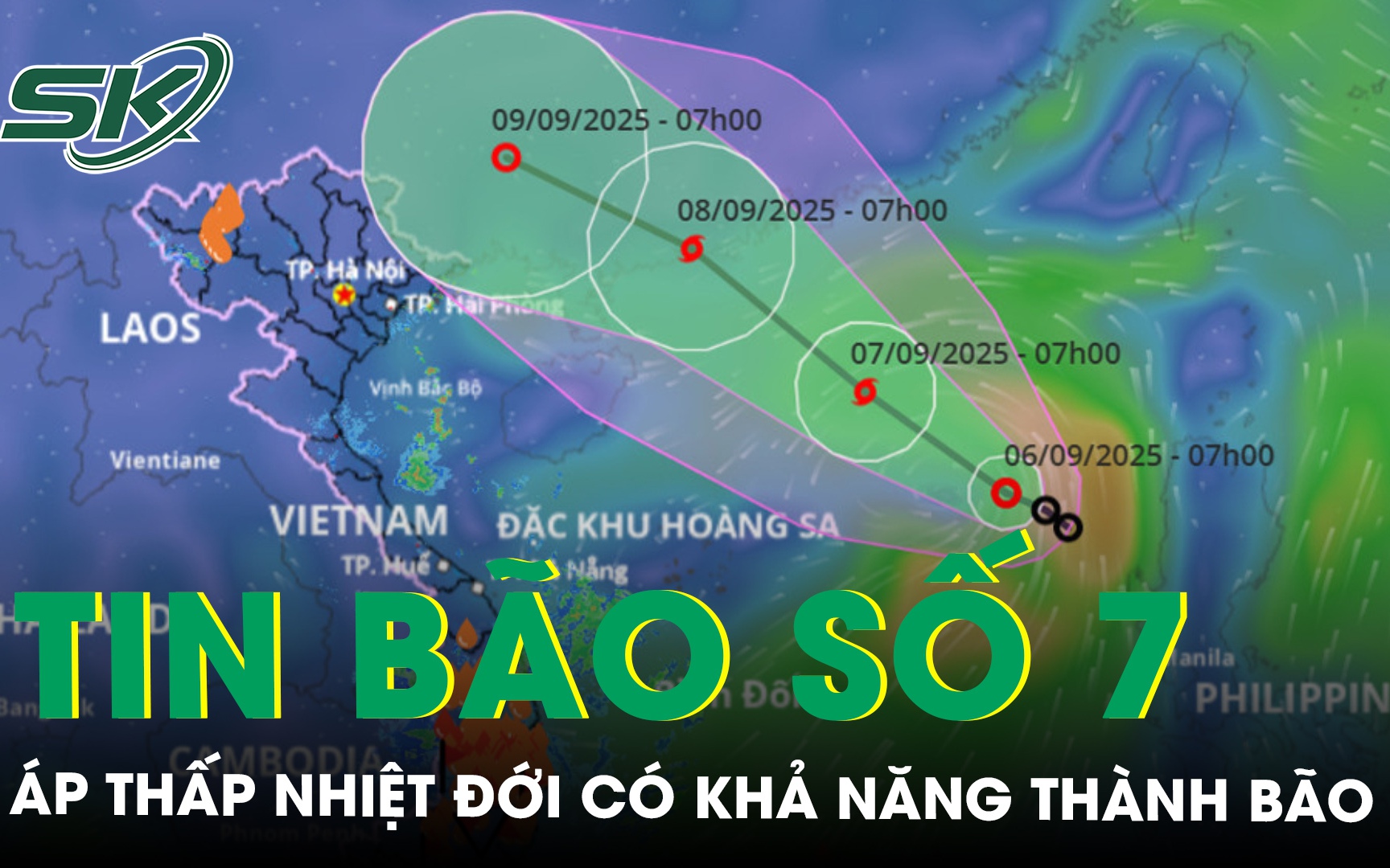 Áp thấp nhiệt đới có khả năng mạnh lên thành bão số 7, dự báo đường đi trong 24 giờ tới