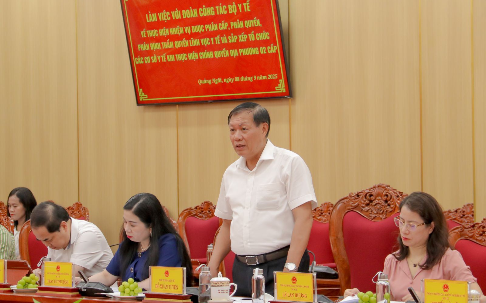 Thứ trưởng Đỗ Xuân Tuyên làm việc về sắp xếp, tổ chức cơ sở y tế khi thực hiện chính quyền địa phương 2 cấp tại Quảng Ngãi 