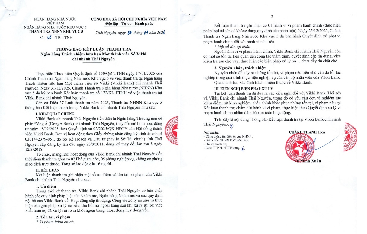 Thanh tra phát hiện vi phạm tại Vikki Bank Thái Nguyên- Ảnh 2.
