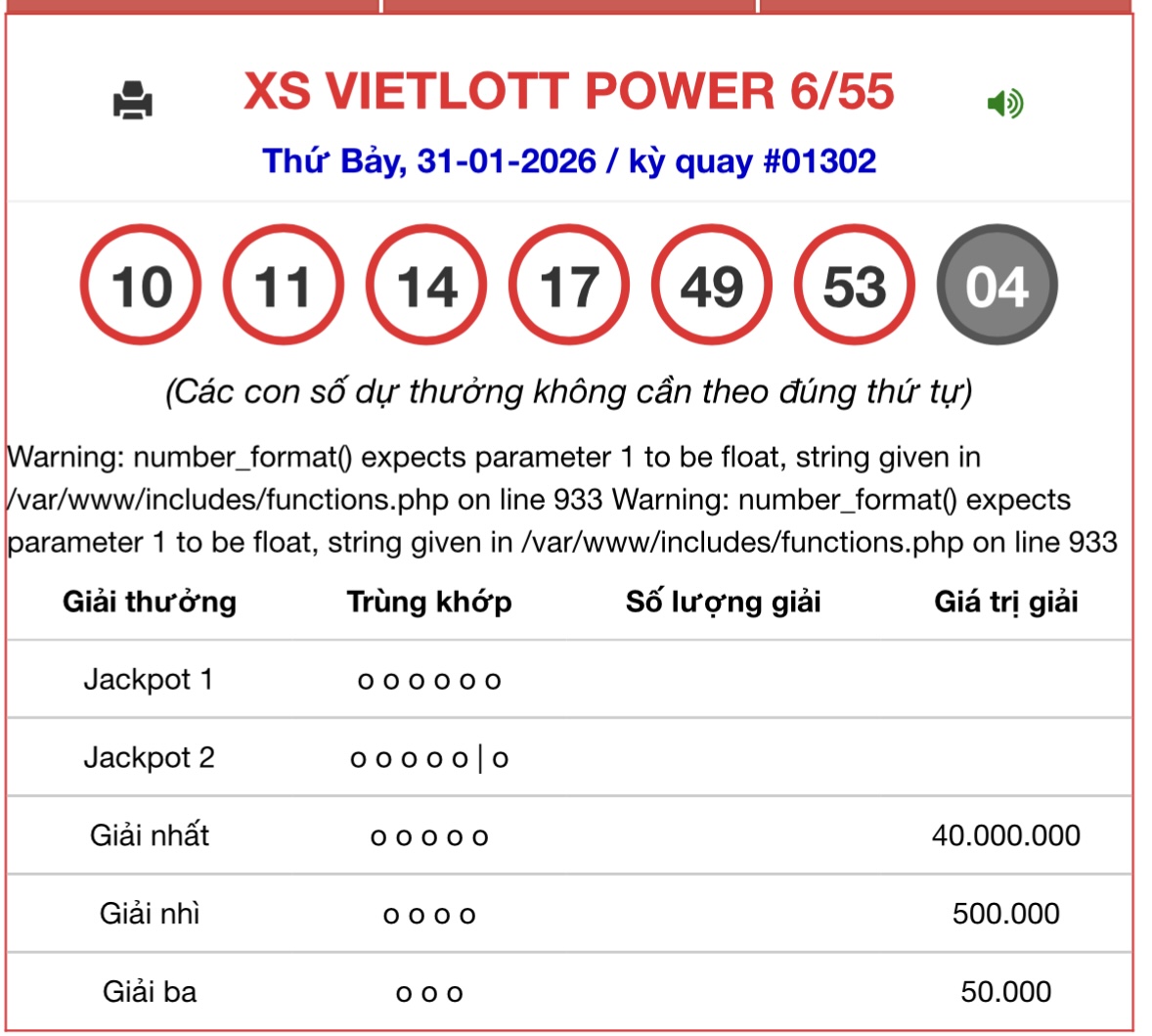 Kết quả xổ số Vietlott hôm nay 31/1/2026 - Vietlott 31/1 - Xổ số Power 6/55 ngày 31/1- Ảnh 1.