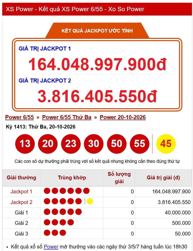 Kết quả xổ số Vietlott hôm nay 22/10/2026 - Vietlott 22/10 - Xổ số Power 6/55 ngày 22/10 - Ảnh 2.