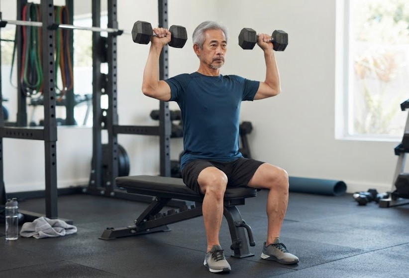 Chuỗi bài tập 15 phút với tạ hỗ trợ tăng cường sức mạnh ở tuổi 60 - Ảnh 2.