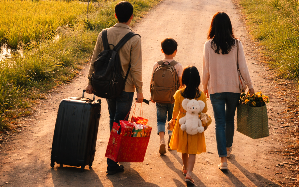 Trẻ xem điện thoại suốt kỳ nghỉ Tết: Cấm đoán cực đoan hay quản lý thông minh?- Ảnh 2. Cho con về quê ăn Tết và những bài học không có trong sách vở