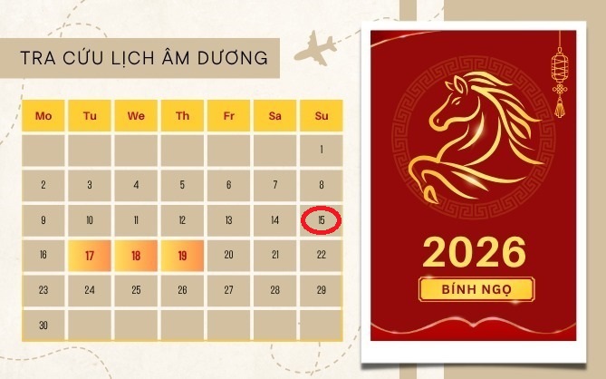 Lịch âm 15/2 - Âm lịch hôm nay 15/2 - Lịch vạn niên ngày 15/2/2026