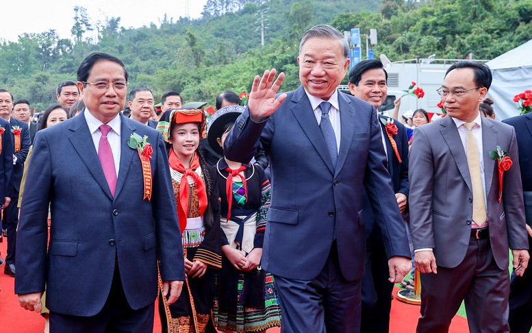 Tổng Bí thư Tô Lâm cùng lãnh đạo Đảng, Nhà nước dự lễ khởi công 121 trường nội trú liên cấp 