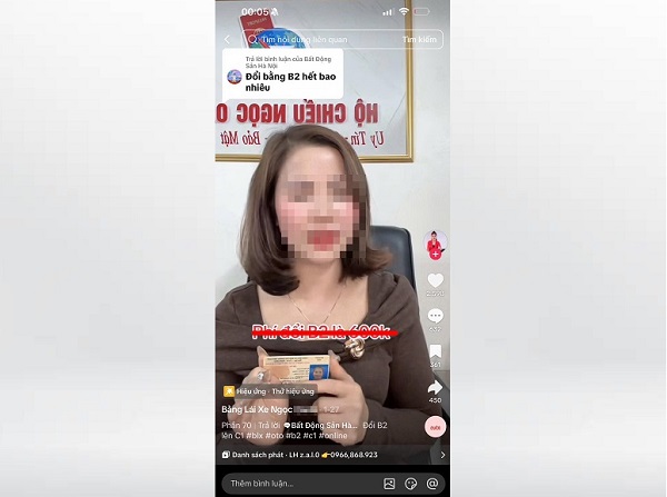 Quảng cáo cấp đổi GPLX qua TikTok, một phụ nữ bị phạt 7,5 triệu đồng- Ảnh 1.