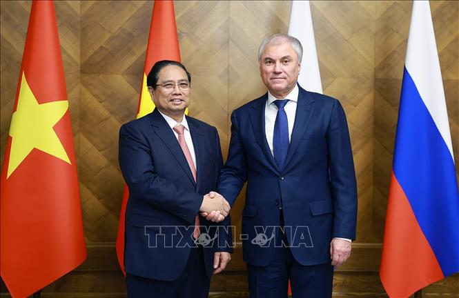 Thủ tướng Phạm Minh Chính hội kiến Chủ tịch Đuma Quốc gia Nga- Ảnh 1.