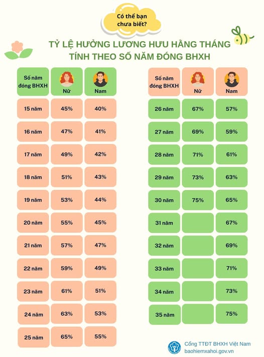 Tỷ lệ hưởng lương hưu tối thiểu và tối đa của lao động nam, nữ- Ảnh 1.