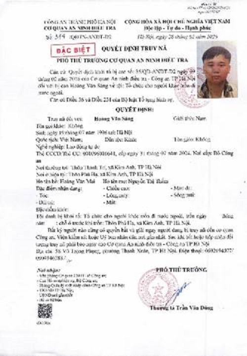 Truy nã đối tượng tổ chức cho người khác trốn đi nước ngoài- Ảnh 2.