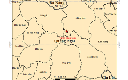 Động đất 3.9 độ ở Quảng Ngãi