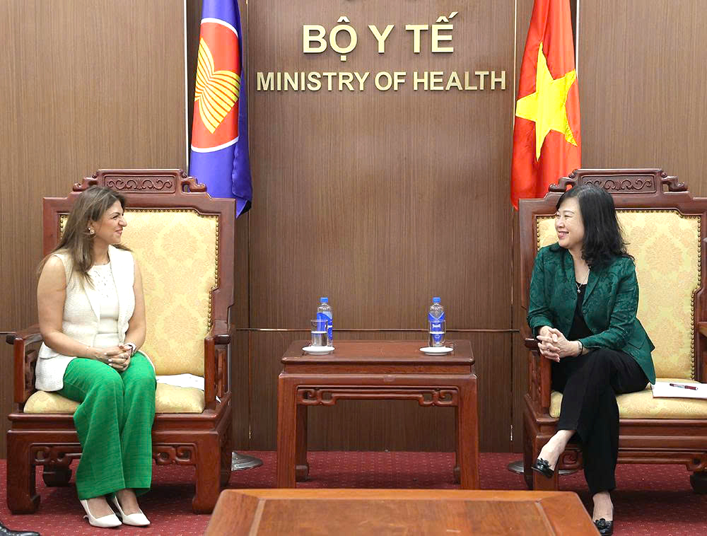 Bộ trưởng Đào Hồng Lan tiếp, làm việc với đoàn lãnh đạo cấp cao Tập đoàn Sanofi- Ảnh 1.