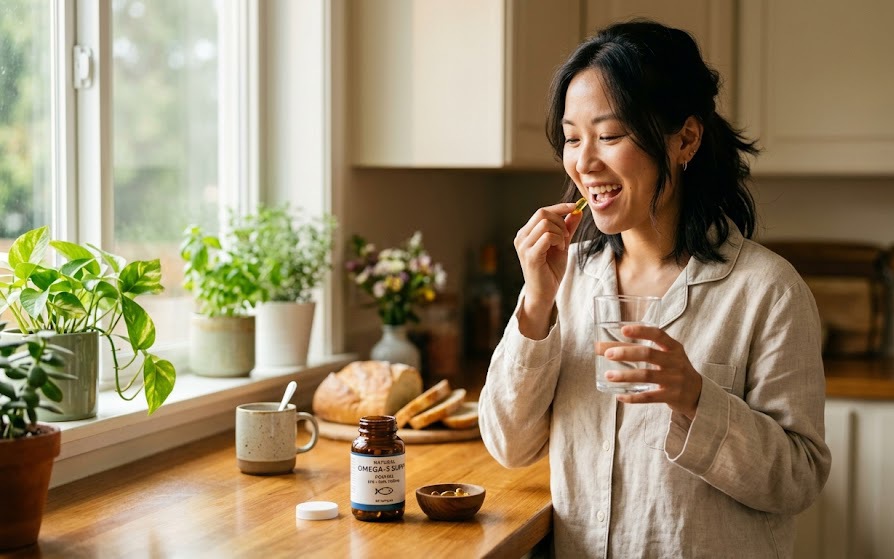 Thiếu omega-3 ảnh hưởng gì đến quá trình giảm mỡ?- Ảnh 3. Uống omega-3 buổi sáng hay buổi tối là tốt nhất?