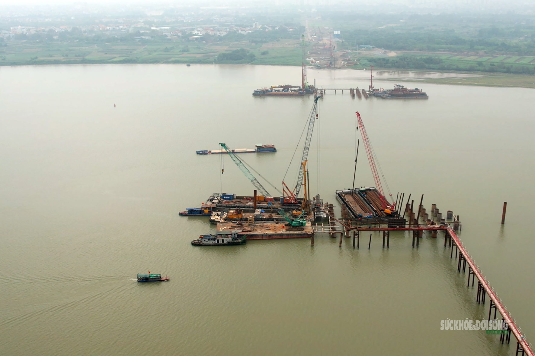 Cầu Ngọc Hồi hối hả thi công nối đôi bờ Hà Nội - Hưng Yên- Ảnh 1.