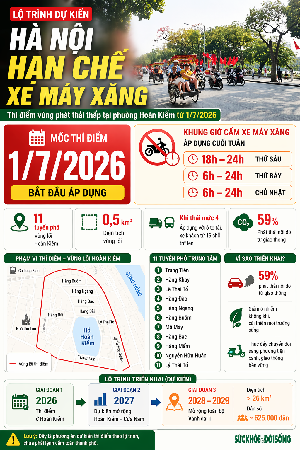 Lộ trình và chi tiết các tuyến phố Hà Nội hạn chế xe máy xăng- Ảnh 1.