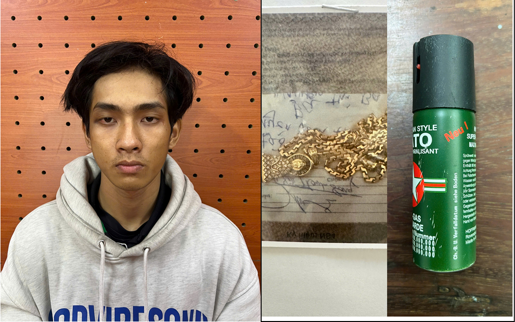 Bắt giữ Nguyễn Minh Nghĩa dùng bình xịt hơi cay cướp dây chuyền vàng