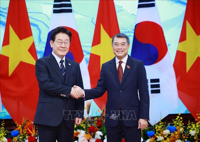 Thủ tướng Lê Minh Hưng hội kiến Tổng thống Hàn Quốc Lee Jae Myung- Ảnh 1.