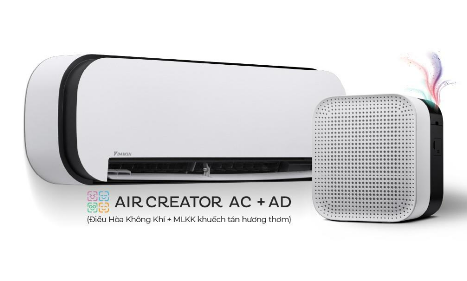AIR CREATOR - Bộ đôi Điều Hòa 1HP và Máy lọc không khí khuếch tán hương thơm (Màu Trắng)