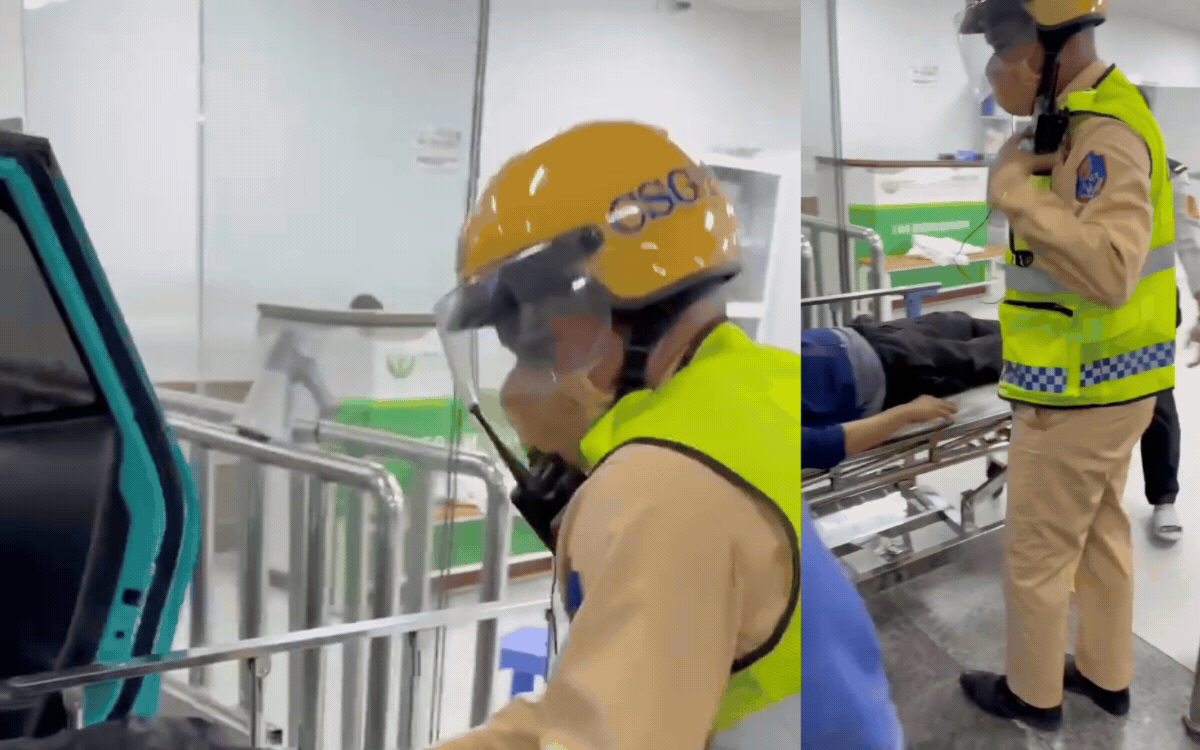 hận đề nghị khẩn từ tài xế taxi giữa giờ cao điểm, lực lượng CSGT đã hỗ trợ mở đường, đưa 2 người bị tai nạn lao động đến bệnh viện.