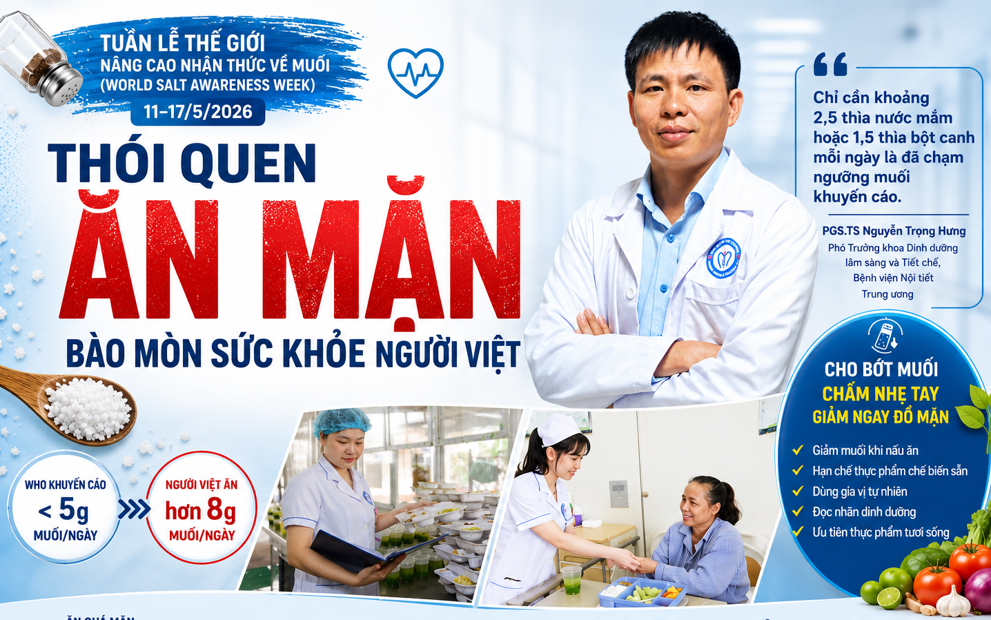 Chuyên gia cảnh báo thói quen ăn mặn bào mòn sức khỏe người Việt