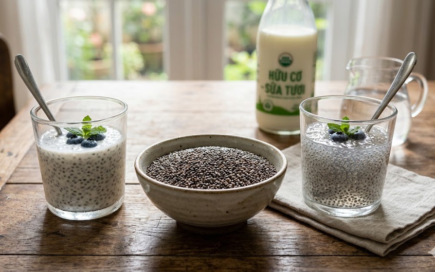 5 công thức bữa sáng lành mạnh, dễ làm từ hạt chia nhanh giảm cân- Ảnh 2. Ngâm hạt chia trong nước hay trong sữa tốt hơn?