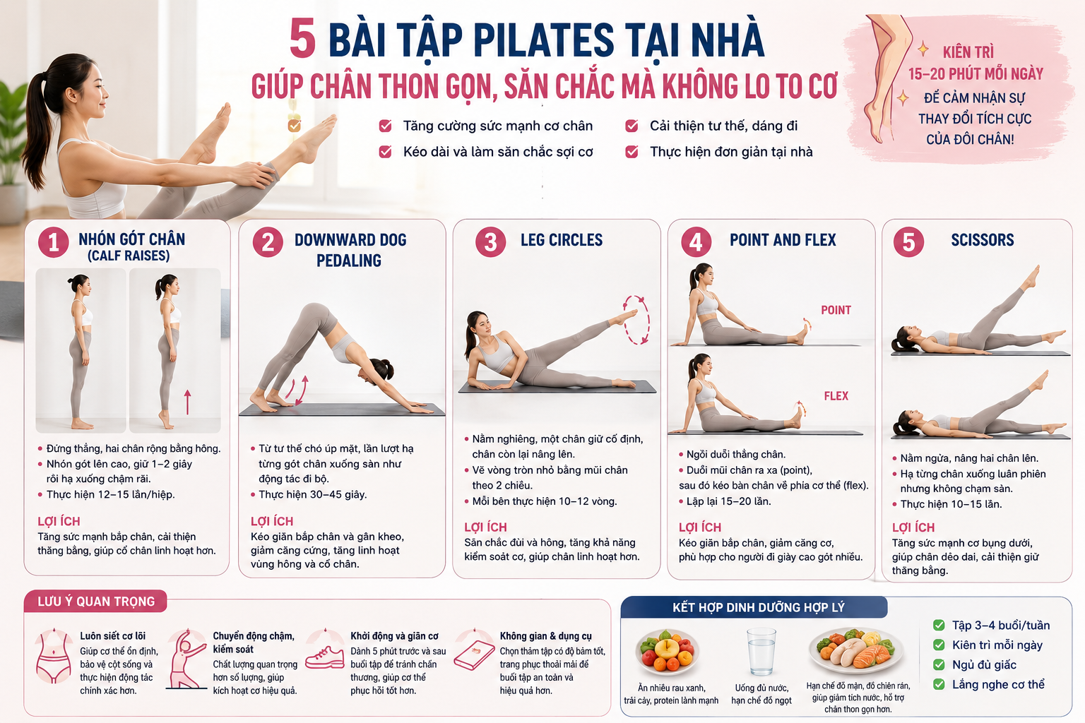 5 bài tập Pilates tại nhà giúp chân săn chắc mà không lo to cơ- Ảnh 1. 5 bài tập Pilates tại nhà giúp chân săn chắc mà không lo to cơ- Ảnh 1.