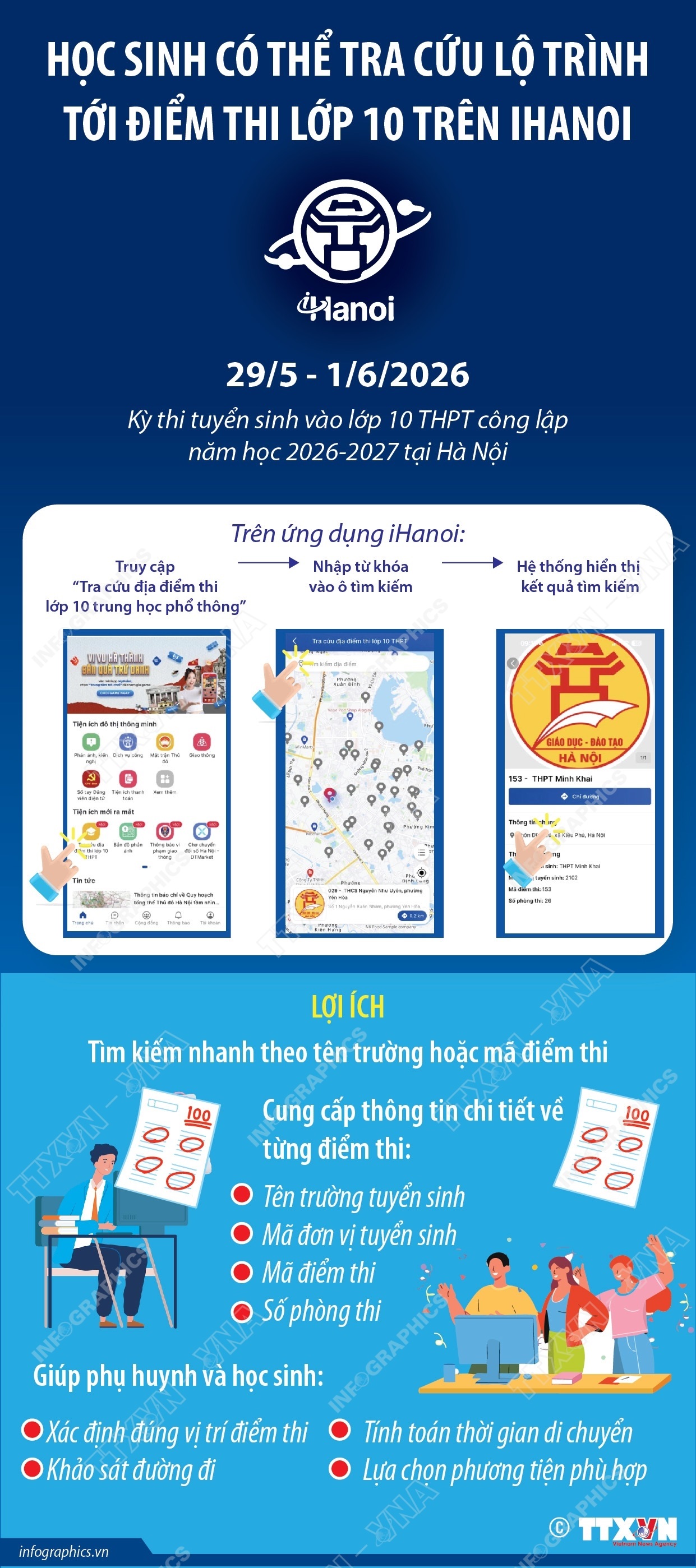Học sinh có thể tra cứu địa điểm thi lớp 10 trên ứng dụng iHanoi- Ảnh 1. Học sinh có thể tra cứu địa điểm thi lớp 10 trên ứng dụng iHanoi- Ảnh 1.