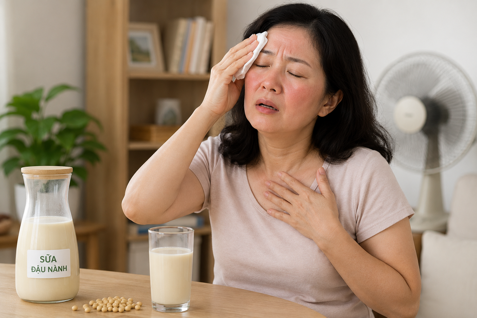 Phụ nữ tiền mãn kinh bị bốc hỏa, uống sữa đậu nành có giúp cải thiện?- Ảnh 1. Phụ nữ tiền mãn kinh bị bốc hỏa, uống sữa đậu nành có giúp cải thiện?- Ảnh 1.