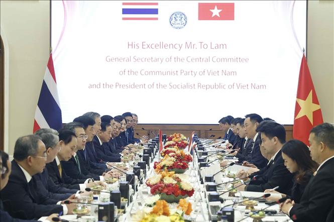 Tổng Bí thư, Chủ tịch nước Tô Lâm hội đàm với Thủ tướng Thái Lan Anutin Charnvirakul- Ảnh 3. Tổng Bí thư, Chủ tịch nước Tô Lâm hội đàm với Thủ tướng Thái Lan Anutin Charnvirakul- Ảnh 3.
