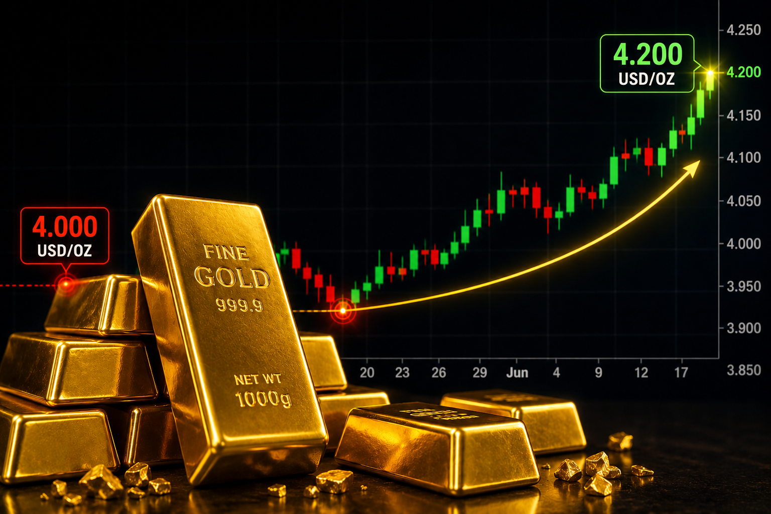 Giá vàng, bạc thế giới sáng 13/6 bật tăng khi Mỹ, Iran cùng tuyên bố tiến gần thỏa thuận hòa bình- Ảnh 1.
