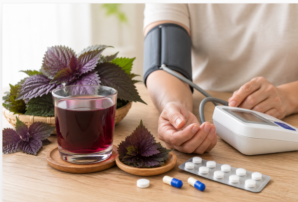 Người đang dùng thuốc huyết áp có nên uống nước lá tía tô? - Ảnh 2. Người đang dùng thuốc huyết áp có nên uống nước lá tía tô? - Ảnh 2.