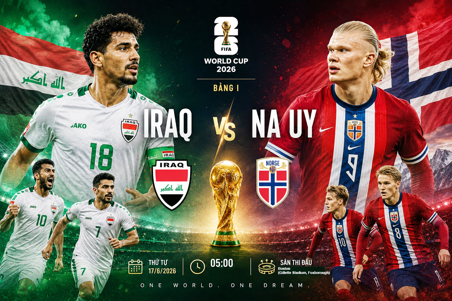 Dự đoán tỉ số Iraq vs Na Uy 2026: Haaland và sức mạnh Bắc Âu sẽ chiến thắng? - Ảnh 1. Dự đoán tỉ số Iraq vs Na Uy 2026: Haaland và sức mạnh Bắc Âu sẽ chiến thắng? - Ảnh 1.
