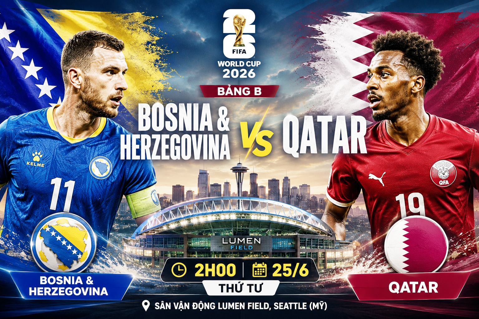 Nhận định, dự đoán tỉ số Bosnia & Herzegovina vs Qatar: Ai sẽ rời World Cup 2026 sớm?- Ảnh 1. Nhận định, dự đoán tỉ số Bosnia & Herzegovina vs Qatar: Ai sẽ rời World Cup 2026 sớm?- Ảnh 1.