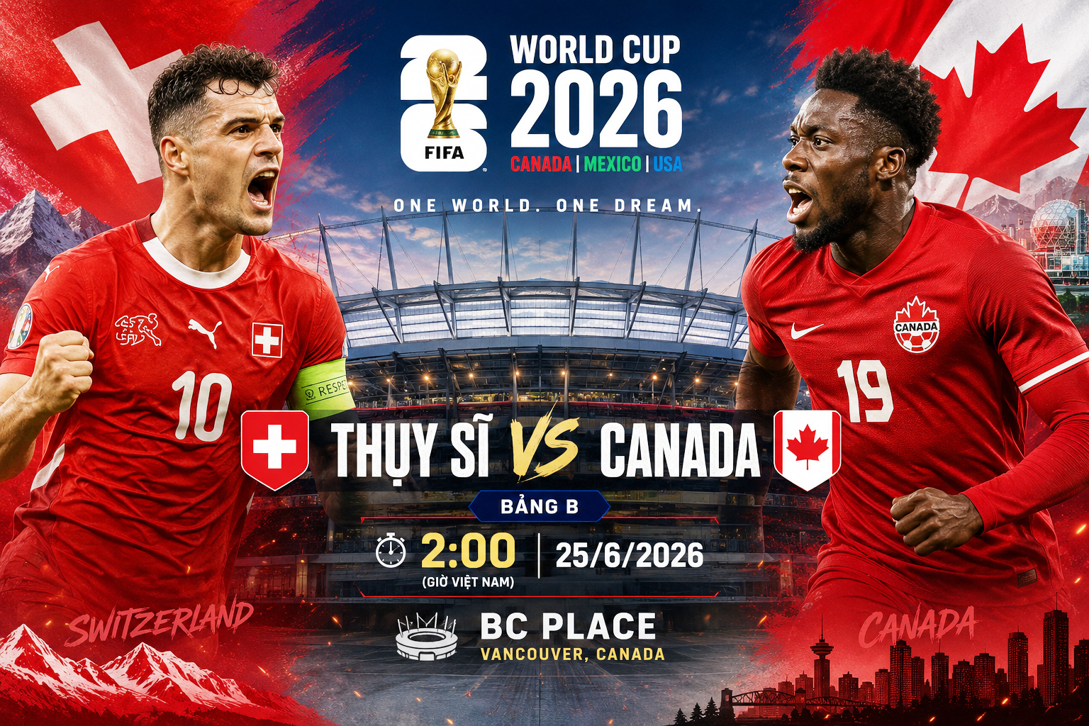 Nhận định thụy sĩ vs Canada: Cuộc chiến ngôi đầu bảng B World Cup 2026 - Ảnh 1.