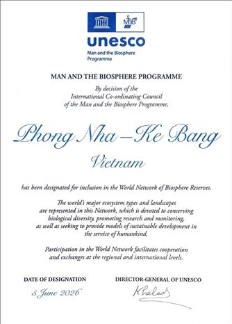 Phong Nha – Kẻ Bàng được UNESCO vinh danh là Khu Dự trữ sinh quyển thế giới- Ảnh 2.