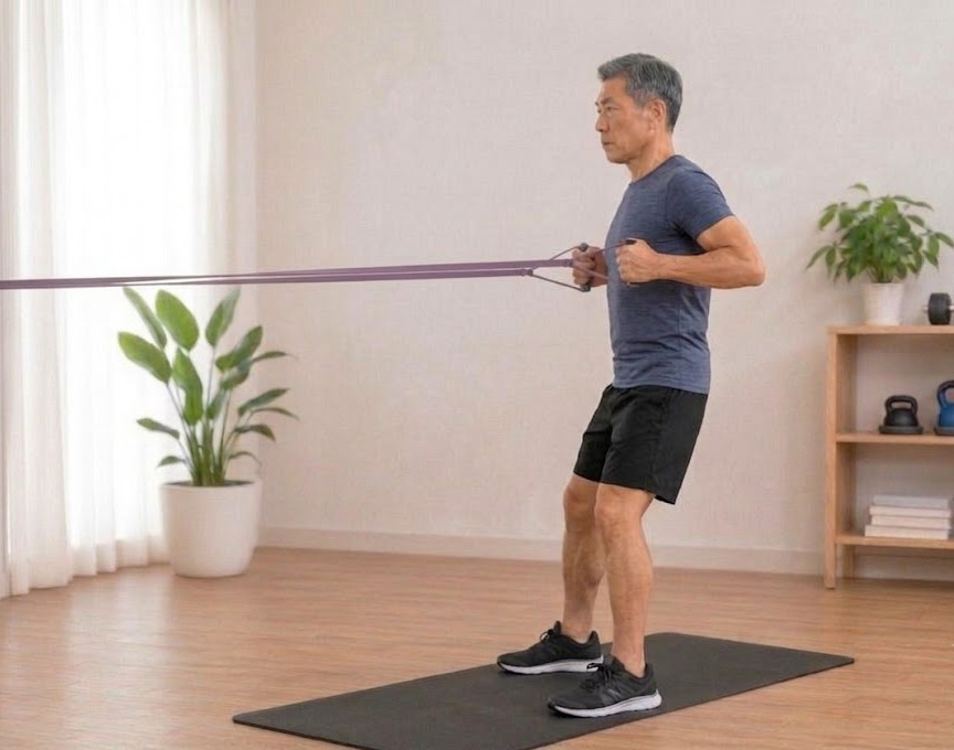 5 bài tập với dây kháng lực hỗ trợ giảm mỡ bụng sau tuổi 50 - Ảnh 2.