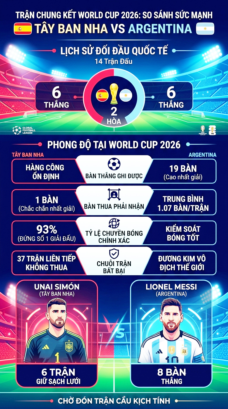 Những thống kê thú vị trước trận chung kết World cup 2026 Tây Ban Nha vs Argentina- Ảnh 2.