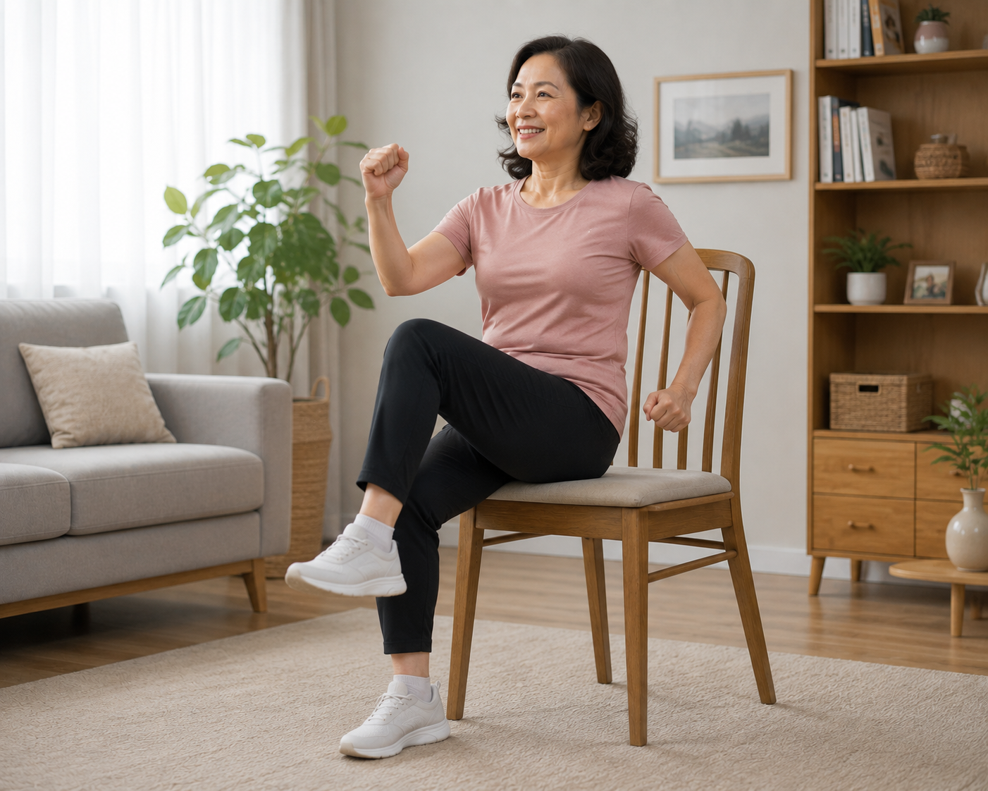 4 bài tập trên ghế giúp ngăn ngừa bụng chảy xệ sau tuổi 55 - Ảnh 2.