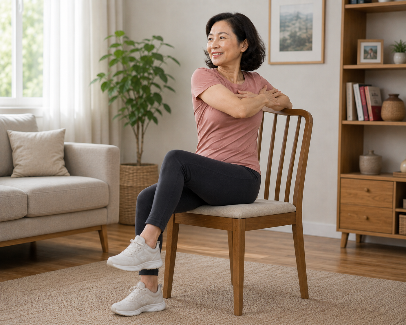 4 bài tập trên ghế giúp ngăn ngừa bụng chảy xệ sau tuổi 55 - Ảnh 3.
