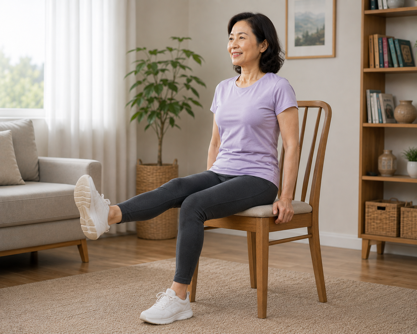 4 bài tập trên ghế giúp ngăn ngừa bụng chảy xệ sau tuổi 55 - Ảnh 4.