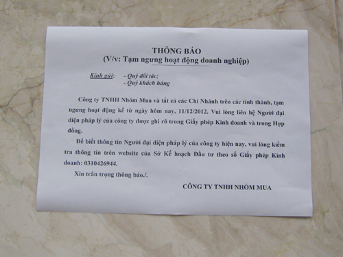 Nhóm mua bất ngờ ngừng hoạt động trên toàn quốc 1