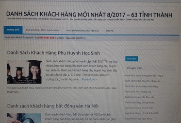 Một trang web công khai danh sách , lộ lọt thông tin cá nhân khách hàng.