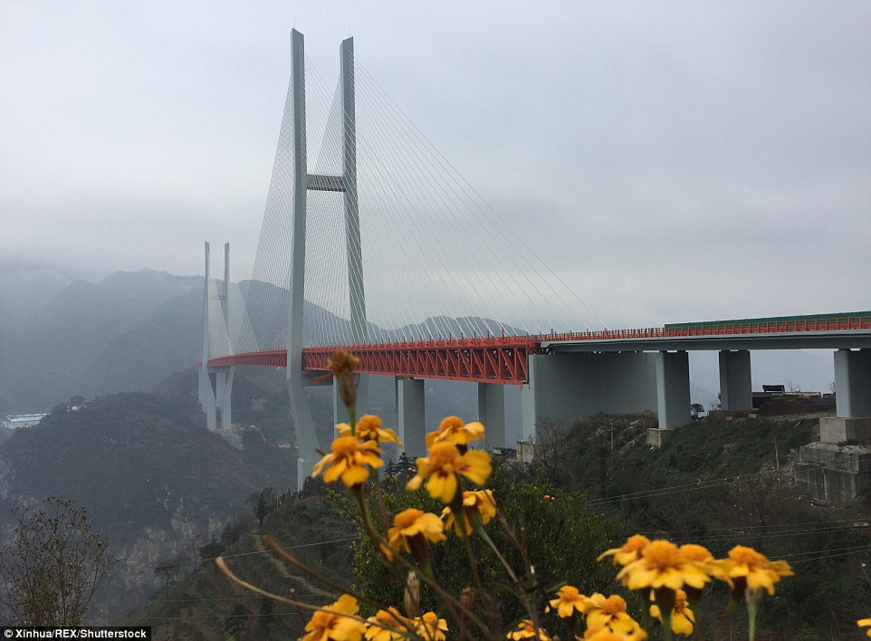 Cây cầu cao nhất thế giới khai thông ở Trung Quốc 3