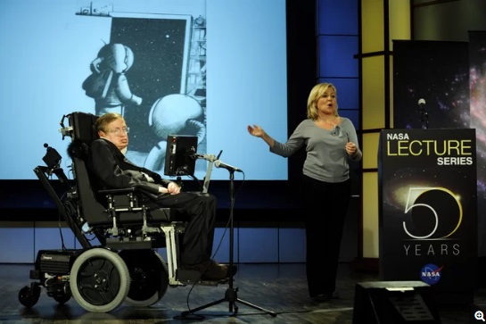 Stephen Hawking thuyết trình nhân kỷ niệm 50 năm thành lập NASA vào ngày 21.4.2008 