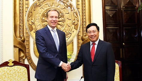 Phó Thủ tướng Phạm Bình Minh tiếp Chủ tịch WEF Borge Brende 