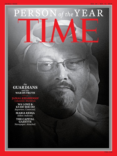Nhà báo Jamal Khashoggi, Nhân vật của Năm 2018 do Time bình chọn