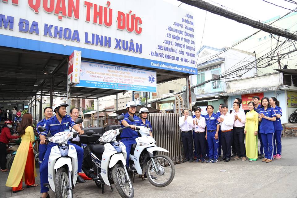 3 trạm cấp cứu vệ tinh cũng được trang bị xe máy cấp cứu