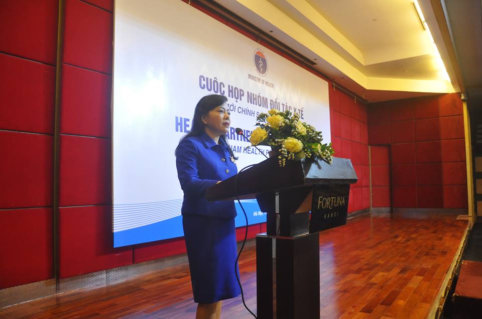 Bộ trưởng Y tế Nguyễn Thị Kim Tiến phát biểu tại cuộc họp Nhóm Đối tác Y tế đầu tiên của năm 2019